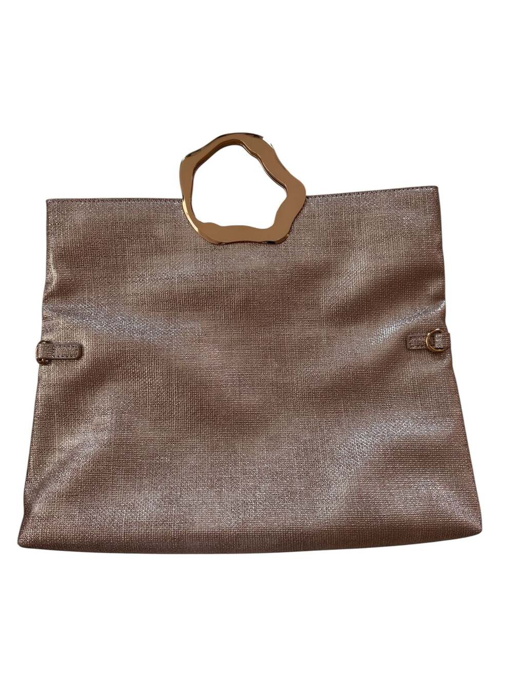 ALDO Gold Metallic Textured Tote Bag with Sculptural Handles NWOT - Picture 4 of 14